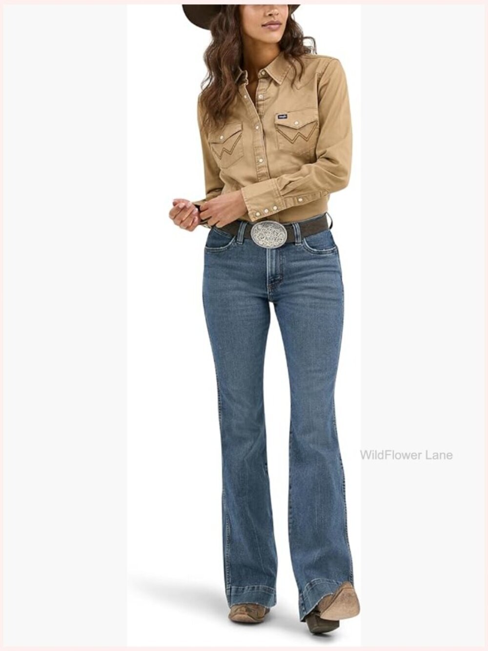 Vintage Denim Snap Western Work Shirt - Long Sleeve Cotton